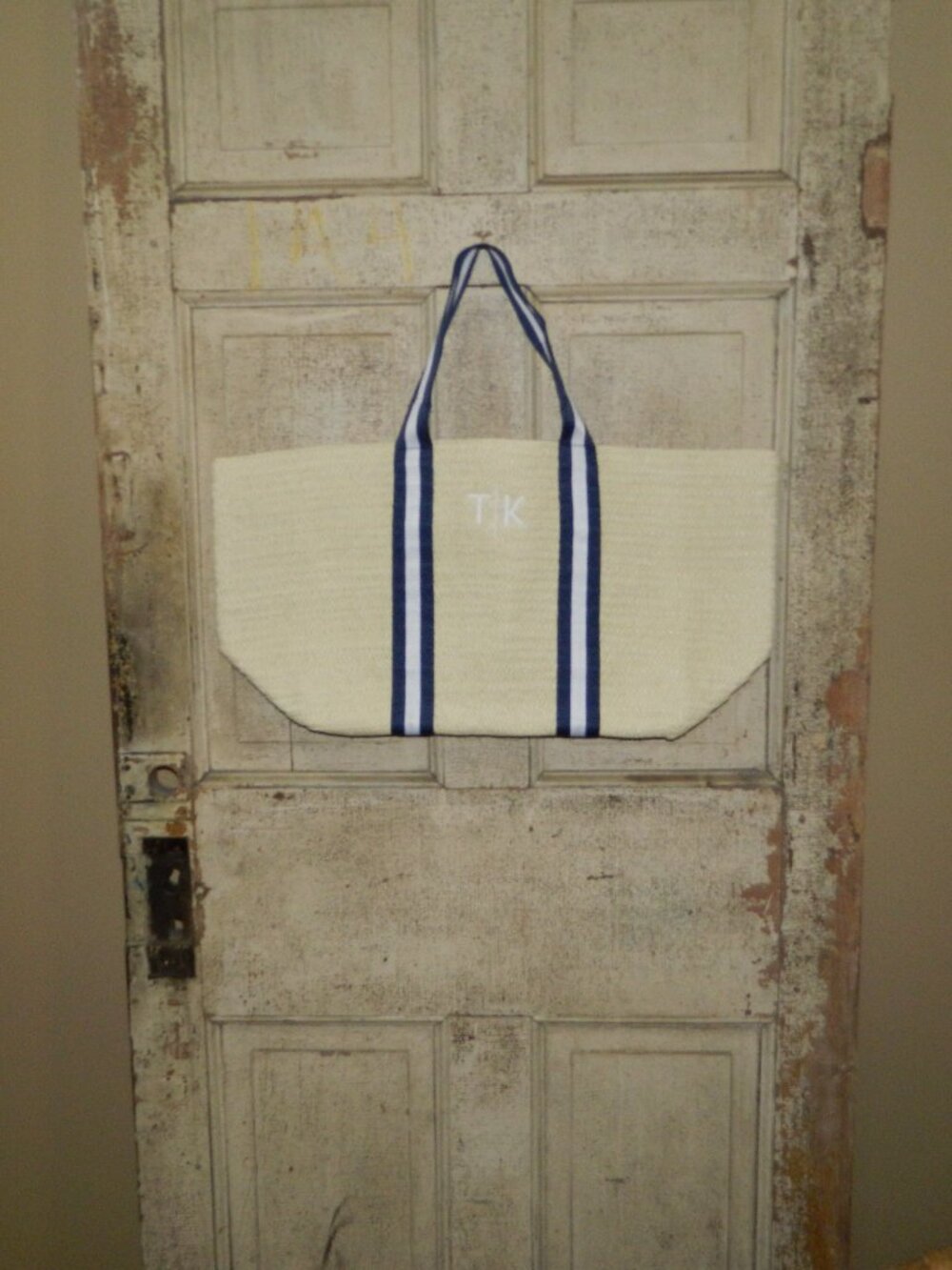 Mark And Graham Oversized Ribbon Straw Beach Tote T/K Mono